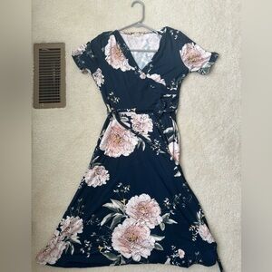 JessaKae Navy Pink Floral Dress Medium